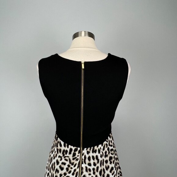 Vince Camuto Womens Leopard Print Maxi Trapeze Dress Black Tan size Small - Picture 9 of 13